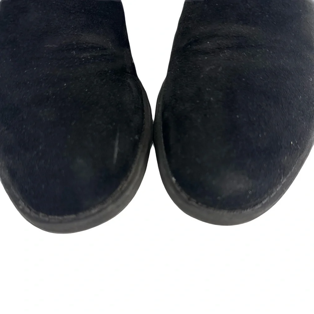 Women's Grommet Ankle Booties - Side Cut Out, Pull On, Stacked Heel Black Sz: 7